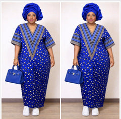 Luxury Aso Oke Ankara Bubu Gown For Traditional Wedding