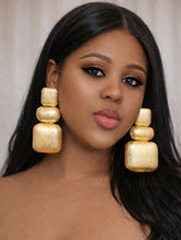 Luxury Elegant Matte Gold Square Stud Earrings