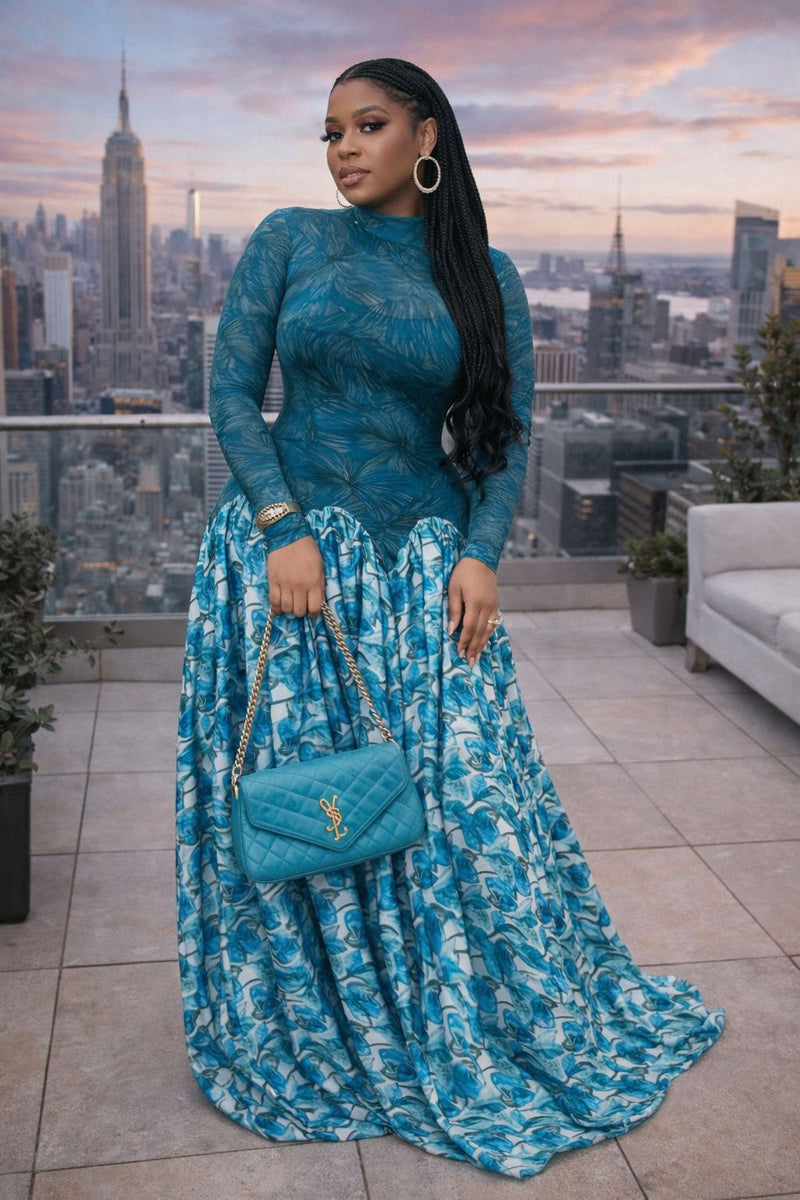 Bridget Long Floral Mermaid Party Dress