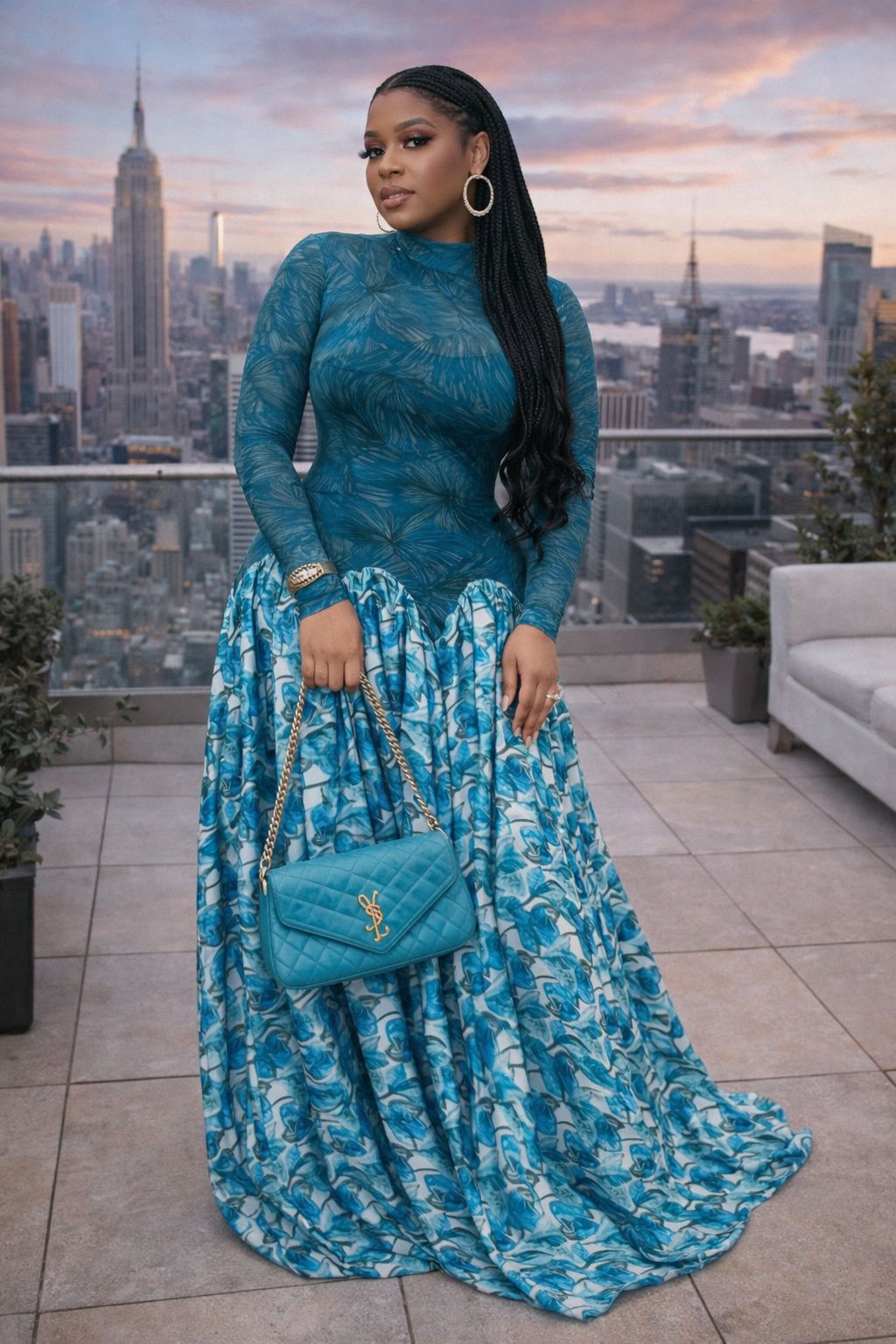 Bridget Long Floral Mermaid Party Dress