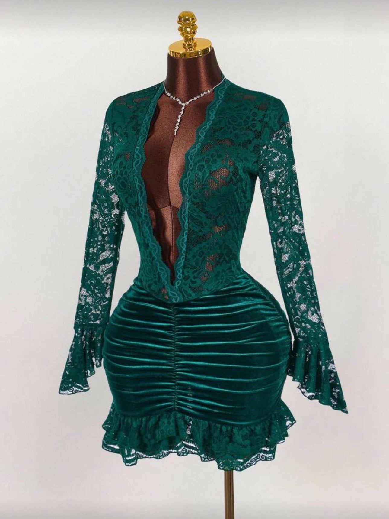 Sexy Vibe Deep V Waist Cinched Bodycon Mini Dress Red Lace Dress