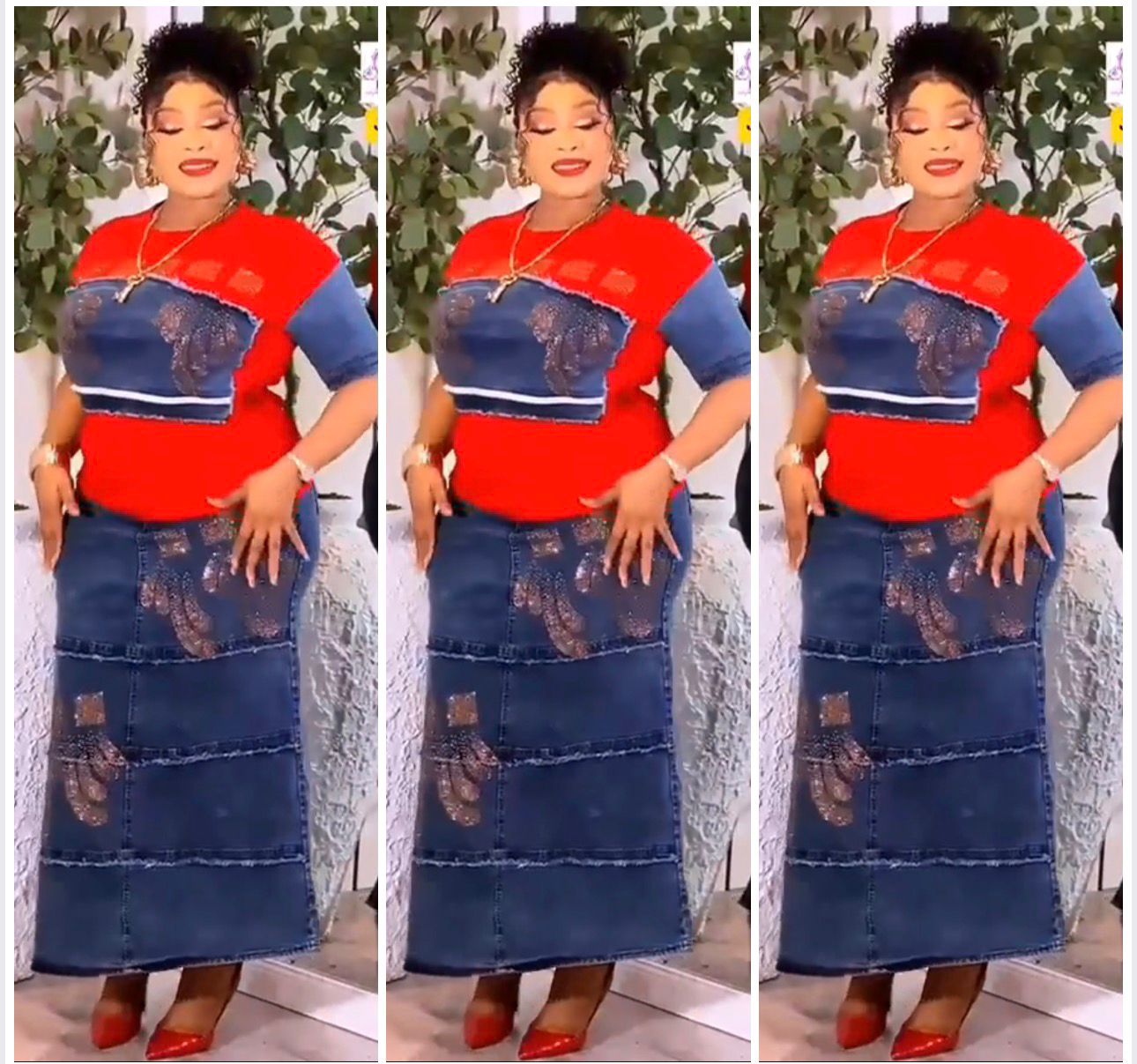 Turkish Style New model Lux Top and Skirt Set  with Embroidery Stone