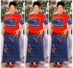 Turkish Style New model Lux Top and Skirt Set  with Embroidery Stone